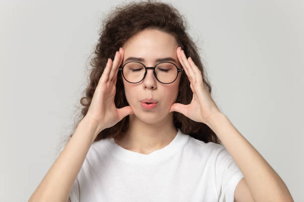 woman doing a breathing exercise