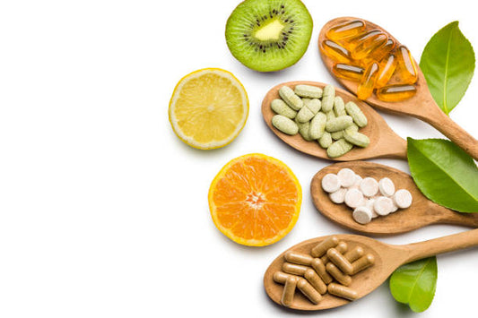 variety of food supplements in a spoon
