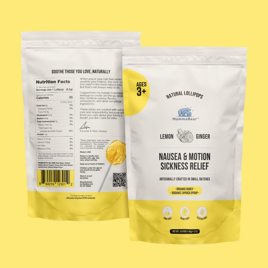 MommaBear Organics treats provide homeopathy for travel sickness in a clear individual wrapper.