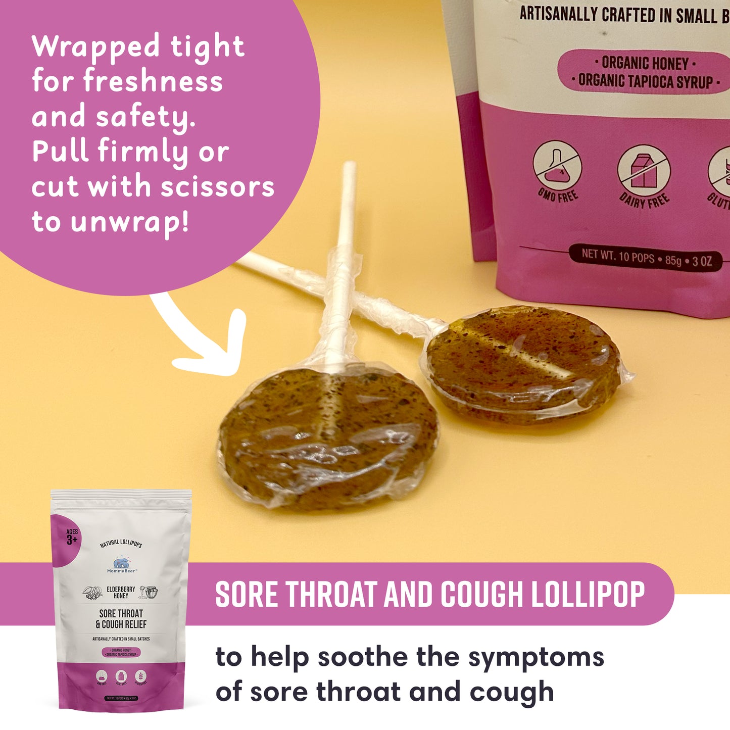Organic Sore Throat & Cough Lollipops